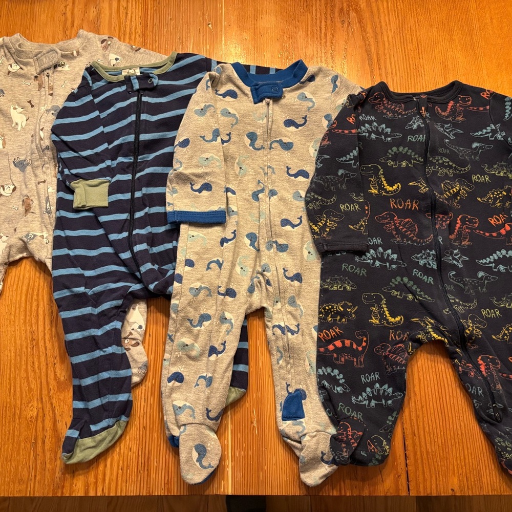 3-6 month footies! Animal and stripes! 🐳